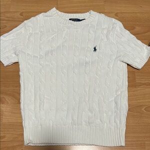 Polo by Ralph Lauren White Cable Knit Crewneck Sweater